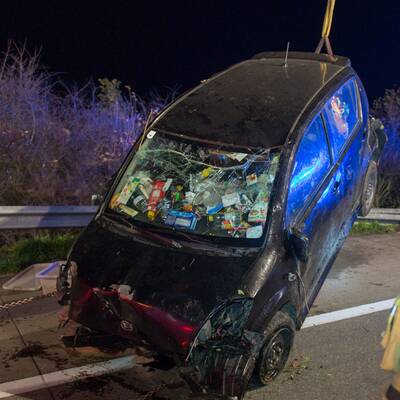 Wiener Drogenlenker überschlug sich auf der A1.