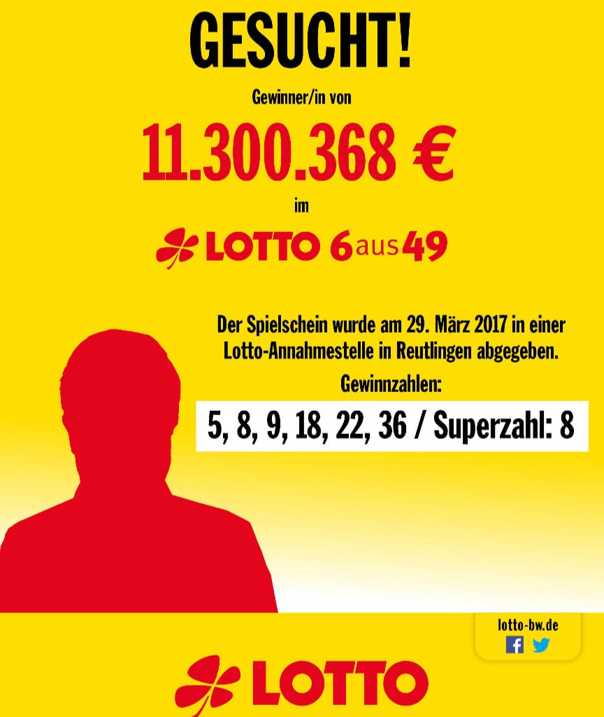 11,3 Mio. Euro: Unbekannter Lotto-Gewinner seit 2017 gesucht
