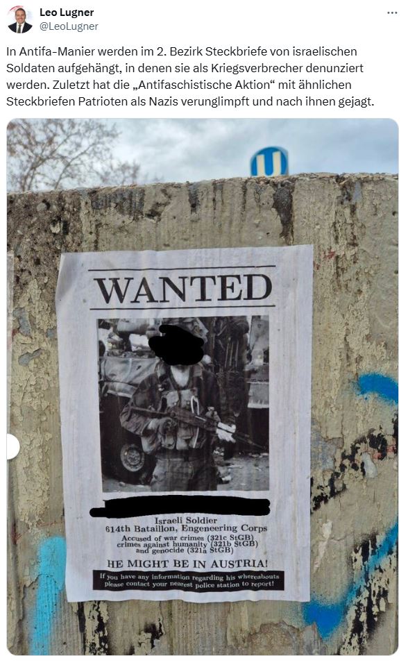 Aufregung um Steckbriefe von Israel-Soldaten in Wien
