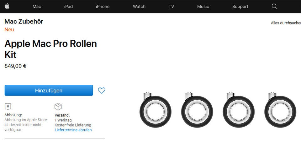 Rollen für Mac-Pro-Gehäuse teurer als iPhone 11