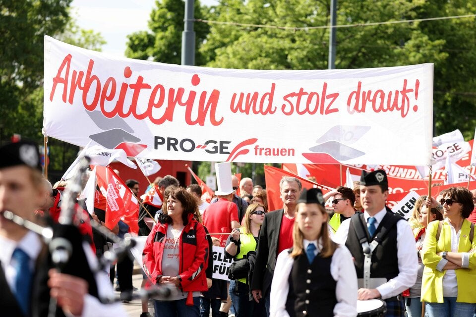 Teilnehmer des 1. Mai-Aufmarsches der SPÖ in Wien