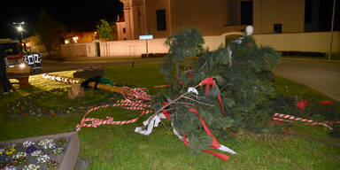 Serie von Maibaum-Anschl&auml;gen
