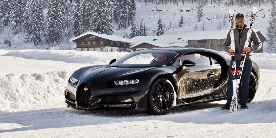 Hermann Maier driftet mit 1.500-PS-Bugatti
