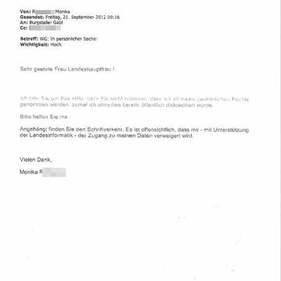 Das E-Mail an Gabi Burgstaller