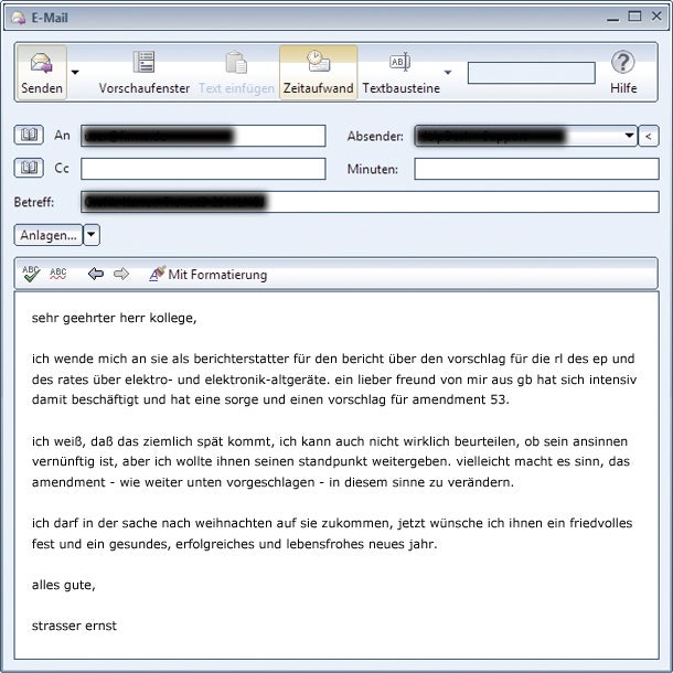 Das Skandal-Email von Strasser im Wortlaut