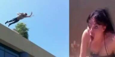 Mann f&auml;llt w&auml;hrend Heiratsantrag vom Dach