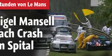 Nigel Mansell nach Crash im Spital