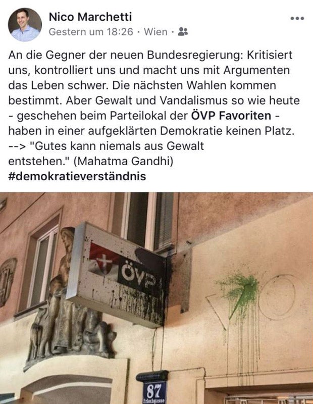 Vandalen verwüsten ÖVP-Parteilokal