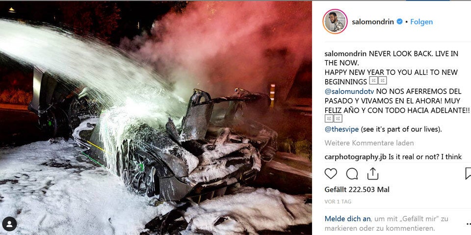 1,2-Mio.-Euro-Sportwagen von YouTube-Star ausgebrannt