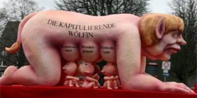 Wirbel um nackte Merkel als säugende Wölfin