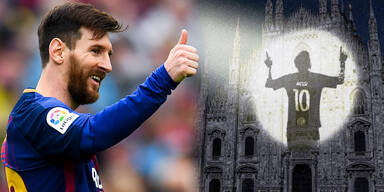 Messi-Silhouette am Mail&auml;nder-Dom