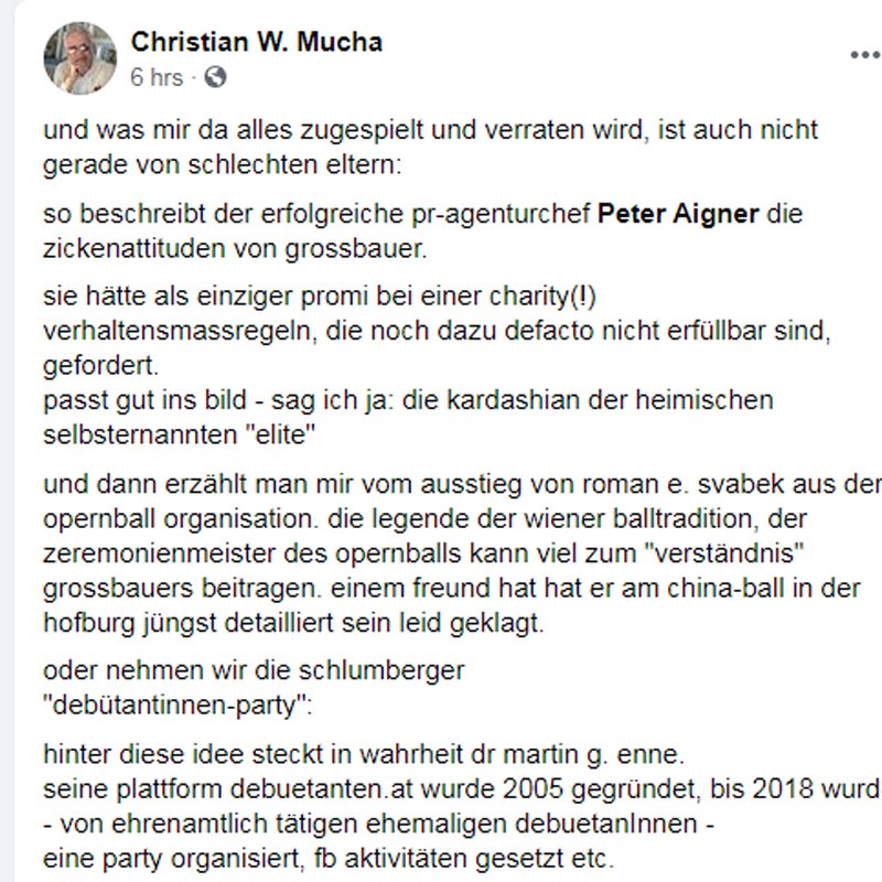 Mucha über Großbauer: 'Kardashian der Elite'