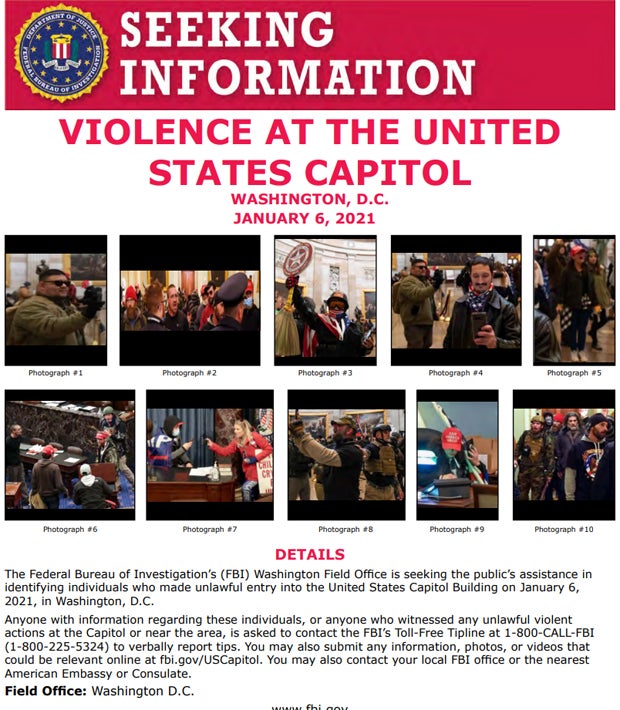 'Most Wanted': FBI jagt diese 41 Trump-Randalierer