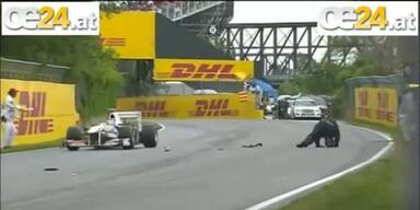 F1 Streckenposten mit Gl&uuml;ck &uuml;berlebt