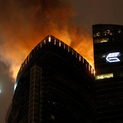 Brand im Federazija-Turm