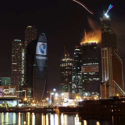 Brand im Federazija-Turm