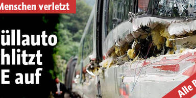 Müllauto schlitzt ICE auf