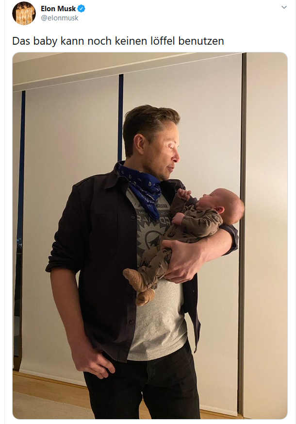 Musk heizt mit Baby-Foto Spekulationen über Tesla-Fabrik an