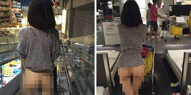 Frau shoppt nackt bei Ikea