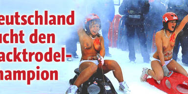 Riesen-Ansturm auf Nacktrodel-Wettbewerb