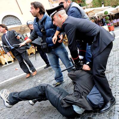 Studentenproteste arten in Rom aus