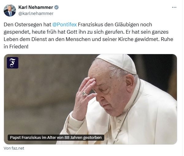 Nehammer zu Papst-Tod