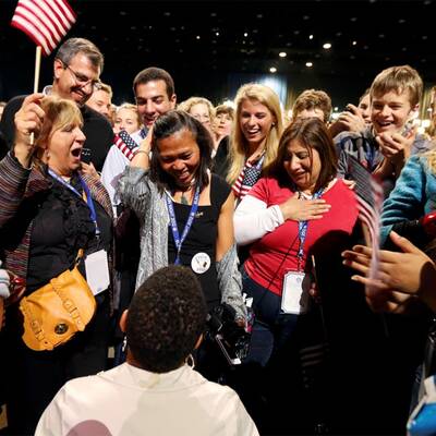 So feiern die Anhänger Obamas 