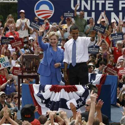 Erster gemeinsamer Auftritt von Obama und Clinton