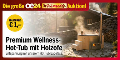 oe24 Auktion Dez 25 Wellness Hot-Tub mit Holzofen