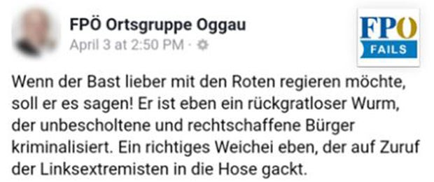 FPÖ-Ortsgruppe beschimpft Kurz