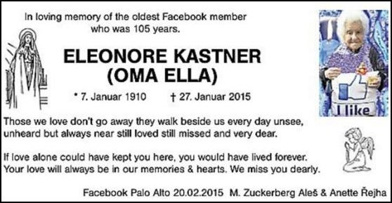 Älteste Facebook-Nutzerin ist tot