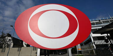 Das Logo des ORF vor dem ORF-Zentrum in Wien.