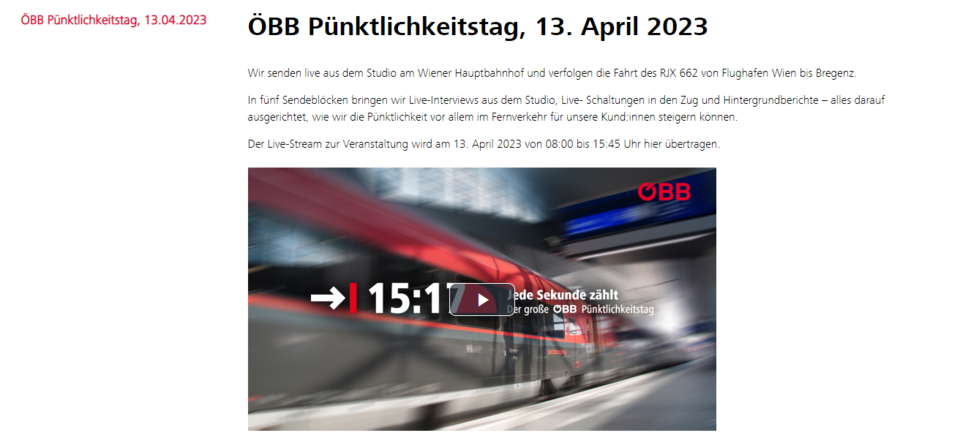 Zug-Ausfälle ausgerechnet am ''ÖBB-Pünktlichkeitstag''