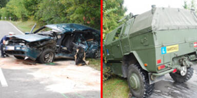 Bundesheer-Panzer kollidierte mit Pkw - ein Toter