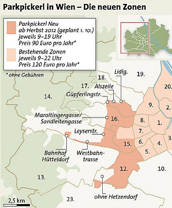 Parkpickerl-Zonen in Wien GRAFIK Stand: 17.07.2012