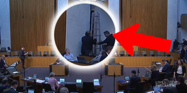 ORF-Panne im Parlament: Kameramann musste auf Leiter steigen