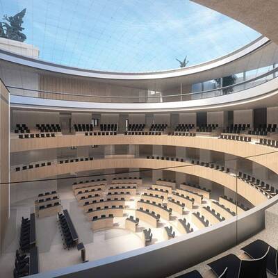 Im Zentrum steht der neue Plenar-Saal