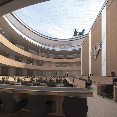 Im Zentrum steht der neue Plenar-Saal