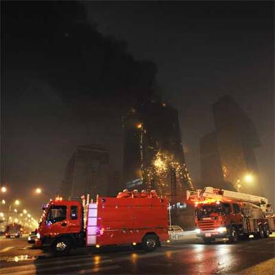 Mandarin-Oriental Hotel in Peking in Flammen