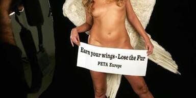 Nackter PeTA-Engel gegen das Tragen von Pelzen