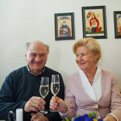 Am Nachmittag zeigt sich Pröll ganz entspannt