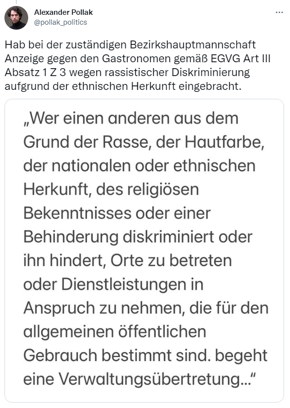 ''Keine Araber, Veganer und Hippies'': Wut-Wirt angezeigt