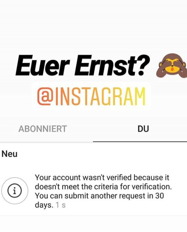 Instagram glaubt Polster nicht, dass er Polster ist