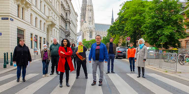 Start f&uuml;r dritten Pop-Up-Radweg in Wien in der H&ouml;rlgasse