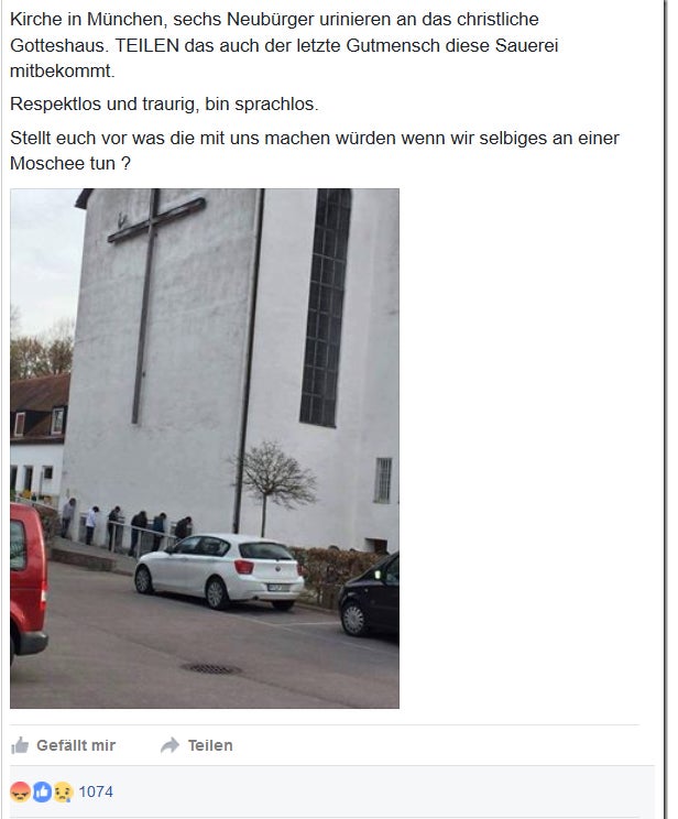 Asylwerber pinkeln an Kirche: Die Wahrheit hinter diesem Foto