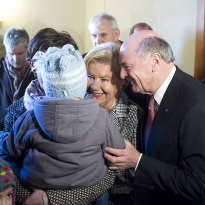 Am Nachmittag zeigt sich Pröll ganz entspannt