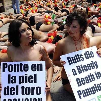 PETA-Protest gegen Stiertreiben