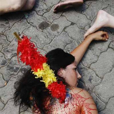 PETA-Protest gegen Stiertreiben