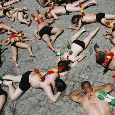 PETA-Protest gegen Stiertreiben