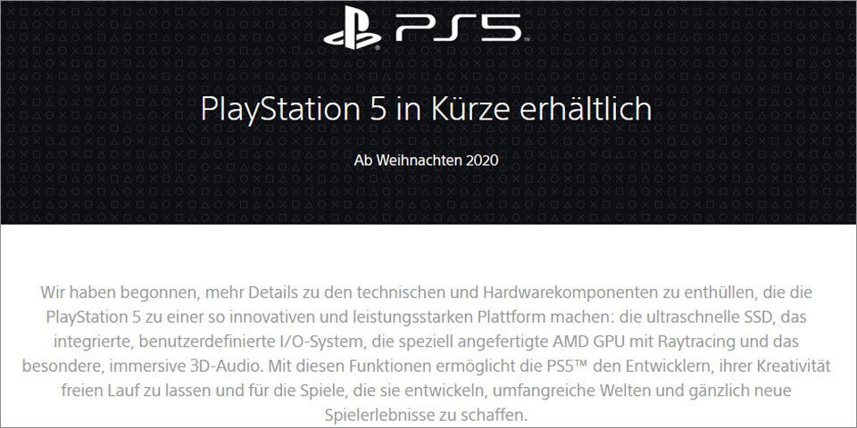 PS5: Neue Infos zu Starttermin & Betriebssystem